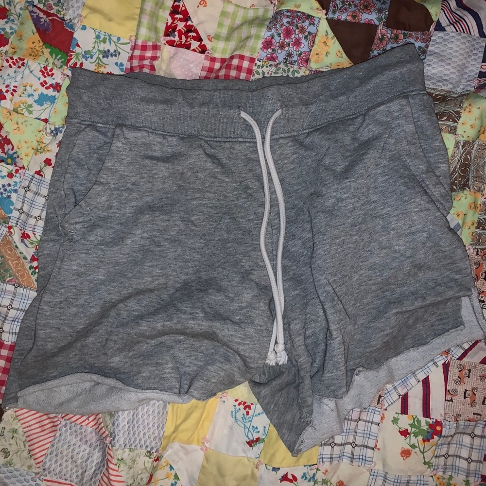 Grey sweatpant shorts